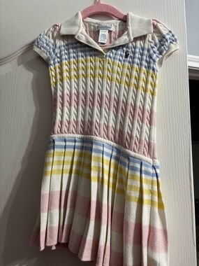 Ralph Lauren Pastel Striped Knit Polo Dress - Pink, Blue & Yellow